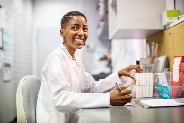 Pharmacist at her desk